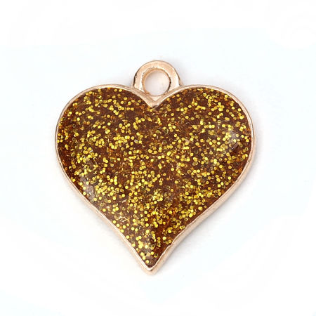 Zinc Based Alloy Charms Heart Glitter 