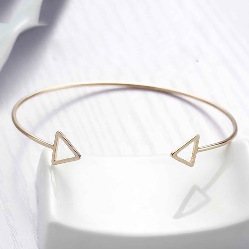 Picture of New Fashion Brass Cuff Bangles Bracelet Gold Plated Triangle 16cm(6 2/8") long, 1 Piece                                                                                                                                                                       