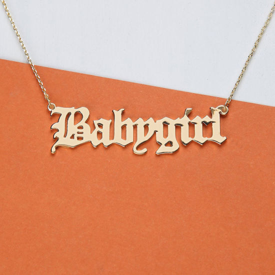 Picture of Fashion Necklace Gold Plated Message " Babygirl " 53cm(20 7/8") long, 1 Piece