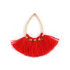 Picture of Zinc Based Alloy & Cotton Tassel Pendants Fan-shaped Gold Plated Red 37mm(1 4/8") x 35mm(1 3/8"), 5 PCs