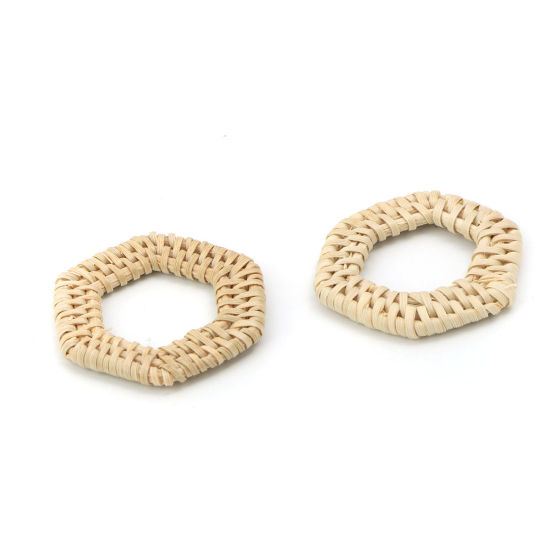 Picture of Rattan For Earrings Accessories Connectors Hexagon Natural Woven 