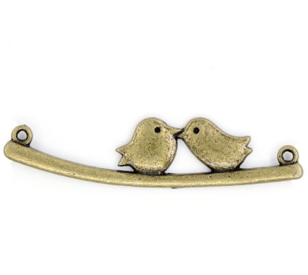 Zinc Based Alloy Connectors Findings Mother Bird Branch Antique Bronze Pattern 53mm x 13mm, 20 PCs