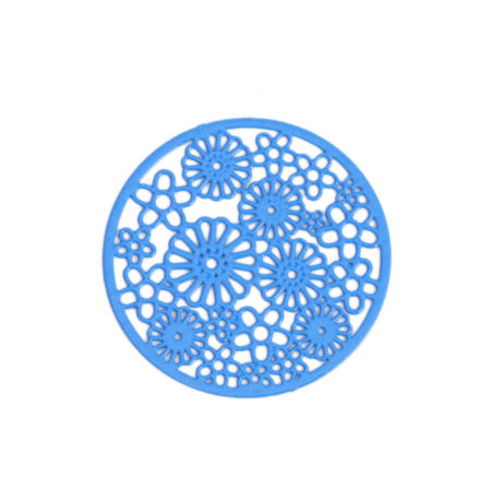 Latón Conectores Ronda Azul Flor Hueco 22mm Dia., 10 Unidades