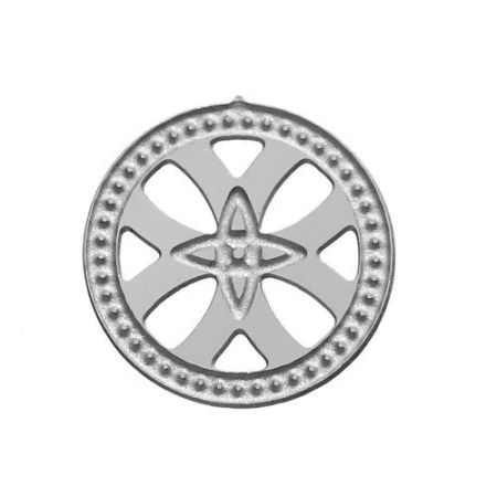304 Stainless Steel Embellishments Findings Round Silver Tone Celtic Knot Carved Hollow 12mm( 4/8") Dia, 20 PCs