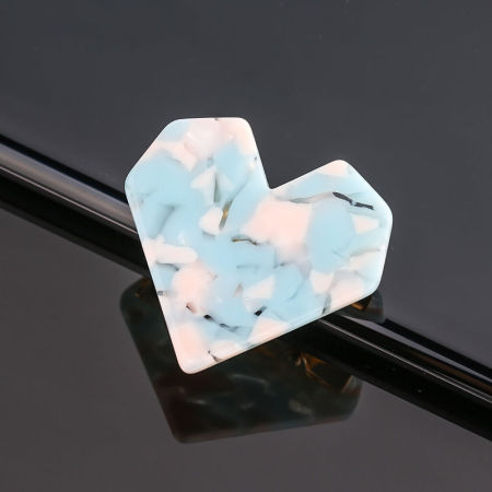 Zinc Based Alloy & Acrylic Hair Clips Findings Lake Blue Heart 4cm x 3.7cm, 1 Piece