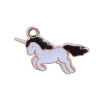 Imagen de Zamak Colgantes Charms Caballo Chapado en Oro Negro & Blanco Esmalte 22mm x 12mm, 20 Unidades