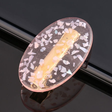 Picture of Zinc Based Alloy & Acrylic Hair Clips Findings Light Pink Oval 6cm, 1 Piece