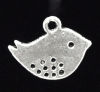 Imagen de Colgantes Aleación del Metal Del Zinc de Madera de Pájaro Plata Antigua Rhinestone 16mm x 13mm, 50 Unidades