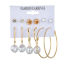 Picture of Ocean Jewelry Earrings Gold Plated White Circle Ring Clear Rhinestone Imitation Pearl 50mm long - 8mm Dia., 1 Set ( 6 Pairs/Set)