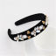 Image de Serre-Tête en Velvet Noir Fleurs Imitation Perles à Strass Coloré 1 Pièce