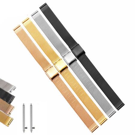 304 Stainless Steel Watch Bands For Watch Face Black Mesh 20mm wide, Wire Diameter: 0.4mm, 1 Piece