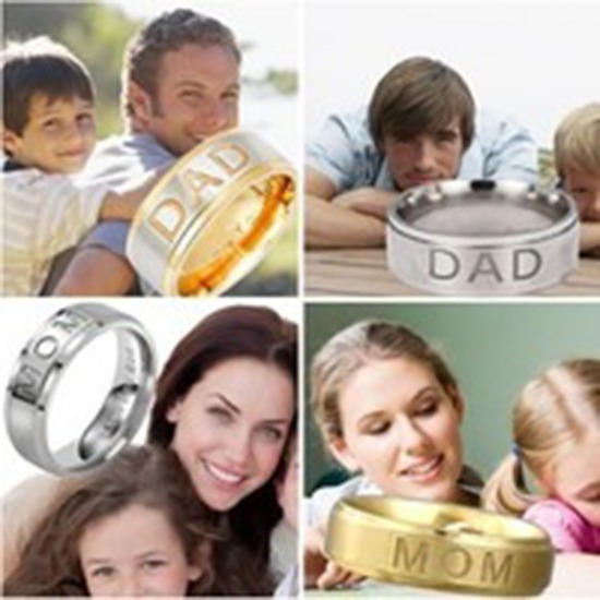 Bild von Edelstahl Uneinstellbar Ring Silberfarbe Rund " Dad " 17.5mm（US Größe:7.25), 1 Stück