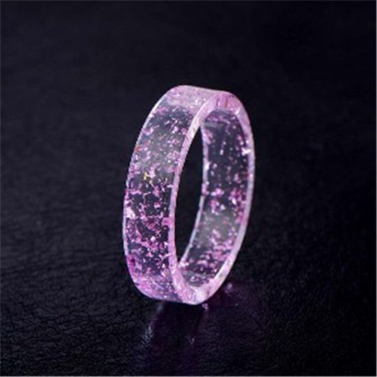 Picture of Unadjustable Rings Purple Circle Ring Dried Flower 18.9mm(US Size 9), 1 Piece