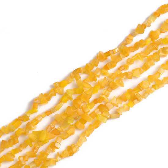 Bild von Katzenauge ( Synthetisch ) Perlen Unregelmäßig Gelb ca. 11mm x6mm - 4mm x3mm, Loch:ca. 0.6mm, 85cm - 83cm lang, 1 Strang (ca. 240 - 220 Stück/Strang)