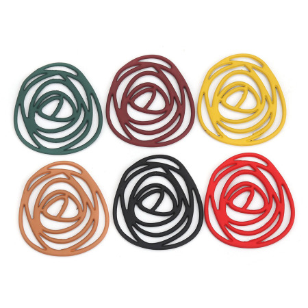 Zinc Based Alloy Connectors Irregular Black Rose Flower 32mm x 30mm, 10 PCs