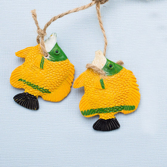Изображение White - Small Fish Mediterranean Style Fishing Net Accessories Resin Ornaments Home Decoration Crafts 2x5.5cm, 1 Piece