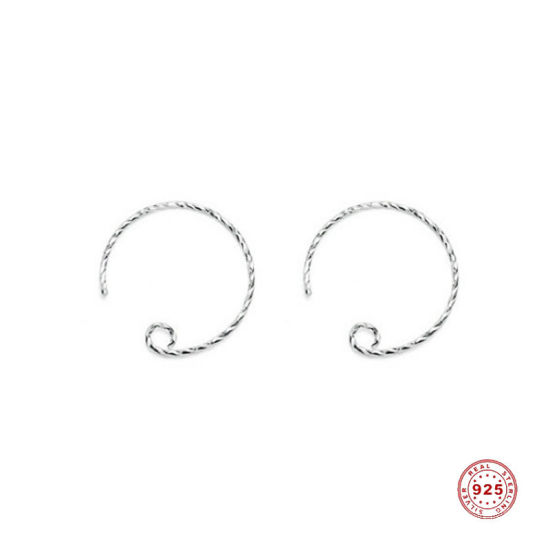 Picture of Sterling Silver Ear Wire Hooks Earring Findings Findings Round Silver Color 15mm, Post/ Wire Size: (20 gauge), 1 Pair