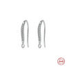 Bild von Sterling Silber Ohrring Ohr Haken Zubehör Silbrig Klar Zirkon M/Öse 16mm x 9mm, Drahtstärke: (19 gauge), 1 Paar