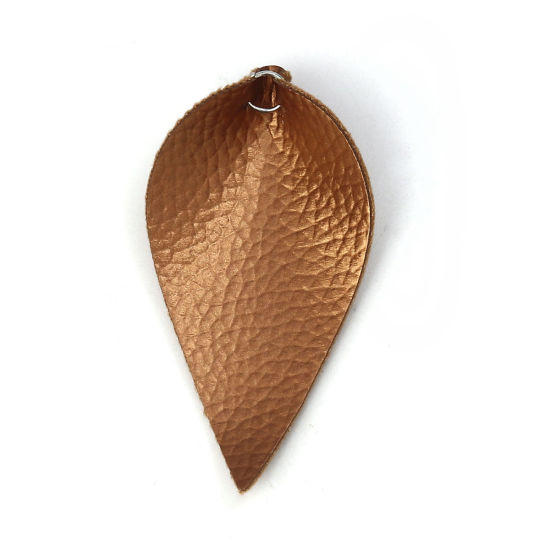 Image de Pendentifs en PU Feuille Blond avec Anneau     