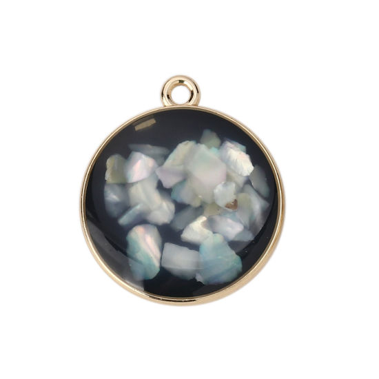 Picture of Zinc Based Alloy & Acrylic Charms Round Shell 