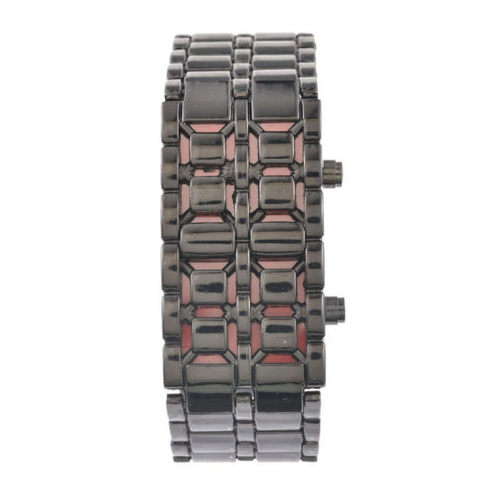 LED デジタル ファッション腕時計 黒 赤 電池付属 21cm長さ、 1 本 の画像