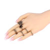 Picture of Rings Antique Bronze Rhombus Carved Pattern Black & Clear Rhinestone 16.9mm(US Size 6.5) - 14.3mm(US size 3.25), 1 Set ( 7 PCs/Set)
