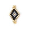 Imagen de Vidrio Cuentas de Semillas Conectores Diamond Dorado Negro 22mm x 12mm, 2 Unidades