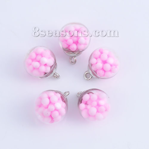 フォー チャーム クリア ガラスドーム ピンク 21mm x 16mm、 20 個 の画像