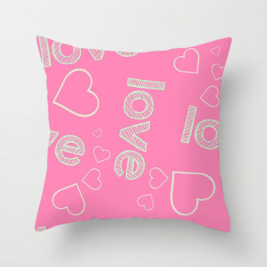 Picture of Peach Skin Fabric Pillow Cases Multicolor Square Heart 45cm x 45cm