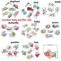 Picture of Resin & Wood Cute Baby Pacifier Clip Cartoon Images At Random Mixed Color