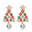 Imagen de Pendientes KC Dorado Árbol de Navidad Multicolor Rhinestone 24mm x 12mm, 1 Par