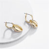 Picture of Hoop Earrings Gold Plated Natural Shell 25mm x 12mm, 1 Pair