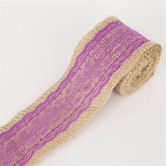 Picture of Jute Satin Ribbon Purple Lace 6cm, 1 Roll (Approx 2 M/Roll)