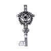Picture of Zinc Based Alloy Pendants Key Antique Silver Color (Can Hold ss16 Pointed Back Rhinestone) Carved 46mm(1 6/8") x 20mm( 6/8"), 10 PCs