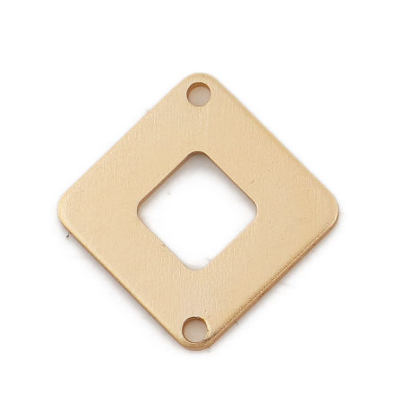 アルミ合金 コネクターパーツ 菱形 金メッキ 24mm x 24mm、 10 個