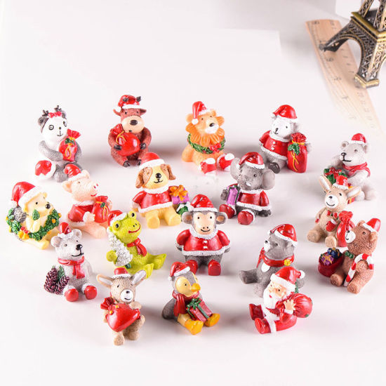 Image de Ornements en Résine au Hasard Multicolore Père Noël 36mm x 35mm, 1 Pièce