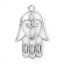 Picture of Zinc Based Alloy Pendants Hamsa Symbol Hand Antique Silver Color Heart 54mm(2 1/8") x 33mm(1 2/8"), 10 PCs