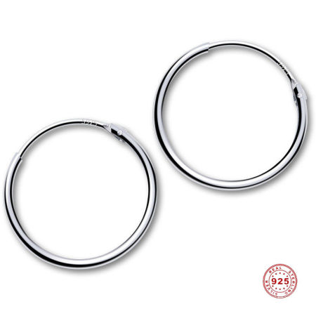 Sterling Silver Hoop Earrings Silver Color Circle Ring 8mm Dia., 1 Pair