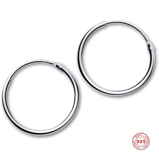 Picture of Sterling Silver Hoop Earrings Silver Color Circle Ring 8mm Dia., 1 Pair