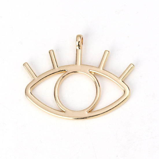Immagine di Lega di Zinco Ciondoli Occhi Oro Placcato 43mm x 33mm , 5 Pz