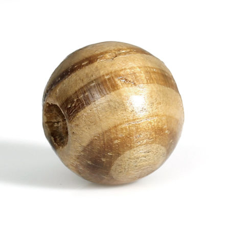 Natural Wood Spacer Beads Round Zebra Stripe