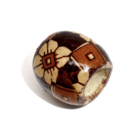 Бусина-разделитель Древесина "Резьба " 17mm( 5/8") x 16mm( 5/8") Коричневый, Проданная 50 шт/уп