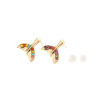 Picture of Zinc Based Alloy Ear Post Stud Earrings Findings Fishtail Gold Plated W/ Loop Multicolor Rhinestone 13mm x 12mm, Post/ Wire Size: (21 gauge), 4 PCs