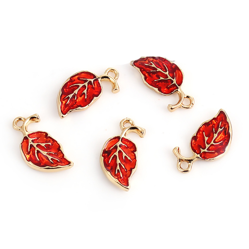 Picture of Zinc Based Alloy Charms Leaf Enamel 