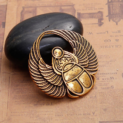 Picture of Ocean Jewelry Zinc Based Alloy Pendants Scarab Cabochon Settings 