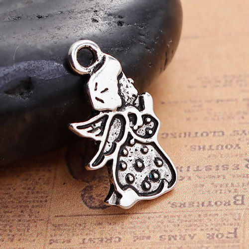 Immagine di Lega di Zinco Charms Angelo di Preghiera Argento Antico 22mm x 12mm , 20 Pz