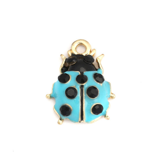 Picture of Zinc Based Alloy Charms Ladybug Animal Rhinestone Enamel 