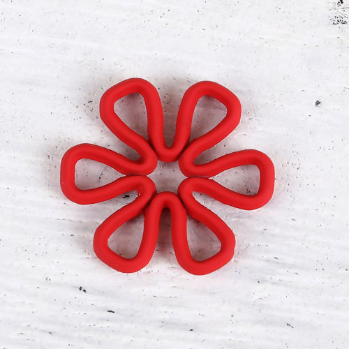 Bild von Zinklegierung Verbinder Gänseblümchen Rot Hohl, 15mm x 14mm, 20 Stück