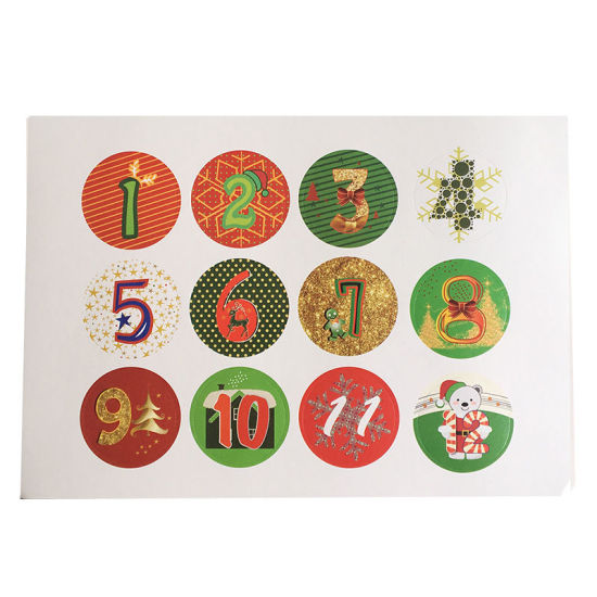 Picture of 1 Christmas digital cookie bag sealing stickers 5 sheets/group