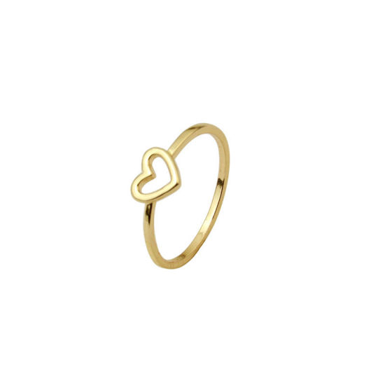 Picture of Rings Gold Plated Circle Ring Heart 16.5mm(US Size 6), 1 Piece